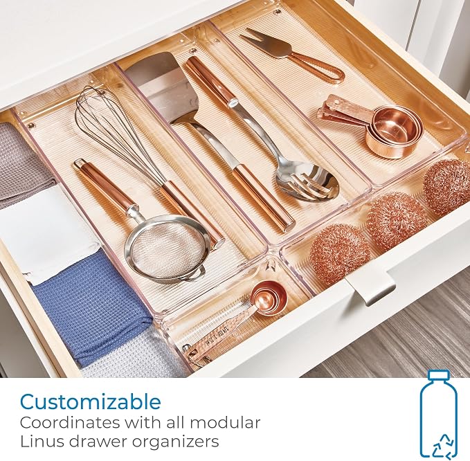 iDesign 5-Piece Kitchen Drawer Organizer Set, Clear | For Kitchen, Counter Top, Pantry
