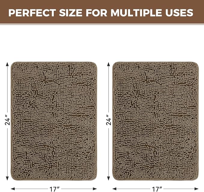 Bcoimo Bath Rugs Mat Set,2 Piece Non Slip Chenille Latte Bathroom Mat Sets | Extra Soft 24x17 Bathroom Rug;Non Slip with Rubber Back Bath Mat;High Absorbent And Quick Dry Microfiber mat;Machine Washable