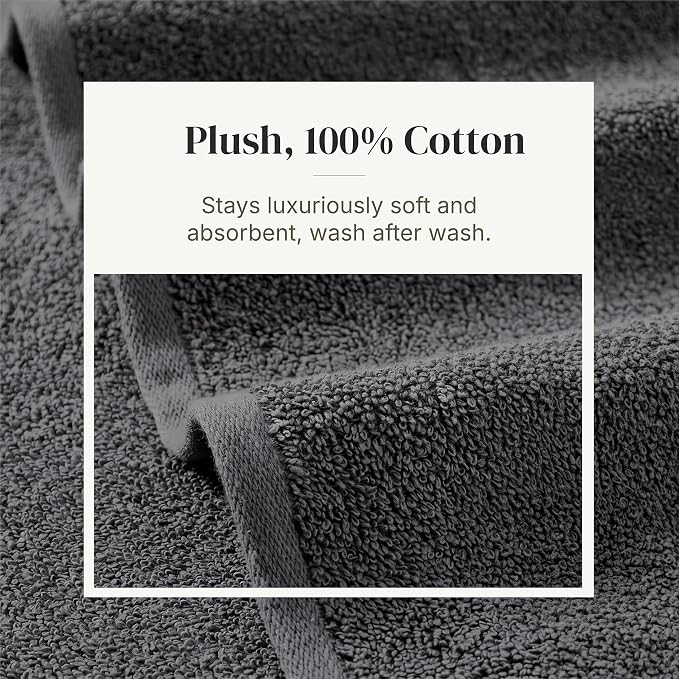 Modern Threads Pax 6-Piece Reversible Yarn Dyed Jacquard Towel Set - Bath Towels, Hand Towels, & Washcloths - Super Absorbent & Quick Dry - 100% Combed Cotton, Coal