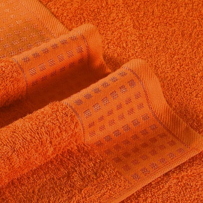 GLAMBURG 100% Cotton 2 Pack Oversized Bath Towel Set 28x55 Inches, Ultra Soft Highly Absorbant Compact Quickdry & Lightweight Large Bath Towels, Ideal for Gym Travel Camp Pool - Orange