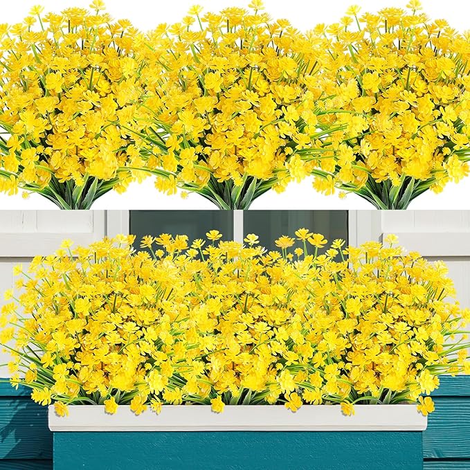 AGIRL Artificial Flowers Outdoor UV Resistant Fake Plant Garden Patio Decor | 24 Bundles,No Fade Plastic Faux Flowers for Hanging Planters front porch yard Indoor Outside,grave decorations for cemetery