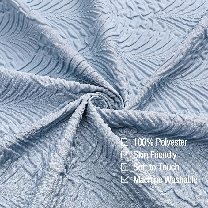 36x72 Small Stall Shower Curtain, Fog Blue Embossed Half Bath Curtain