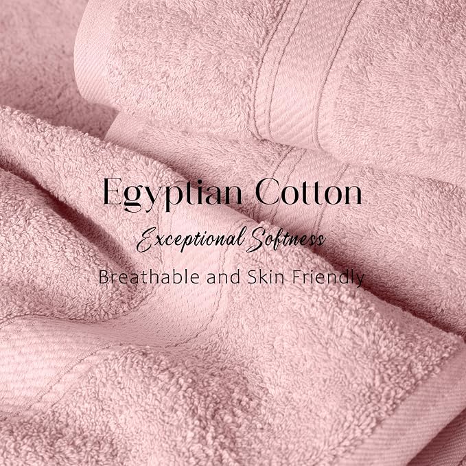 SUPERIOR Egyptian Cotton Plush & Absorbent, Bath Towel Set of 2, Tea Rose | Quick Dry, Soft Luxury Towel Set, Bath Essentials for Bathroom, Guest Bath, Spa, 2 Piece Bath, Madeline Towels