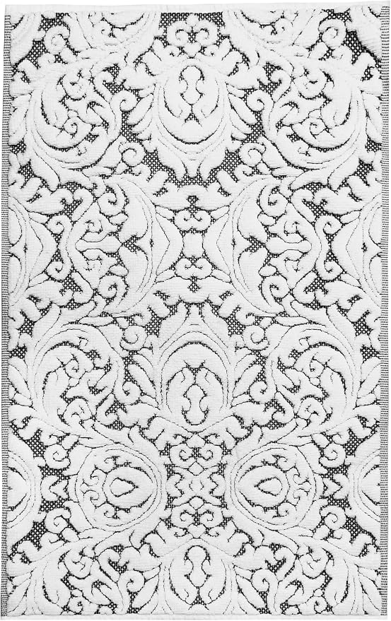 COTTON CRAFT Bath Tub Mat - 1 Pack Sculpted Jacquard Bathroom Mat - Black | Heavyweight 1100 GSM Damask Terry Jacquard Absorbent Luxurious Step Out Floor Mat - Shower Mat -Not a Bath Rug - 21x34