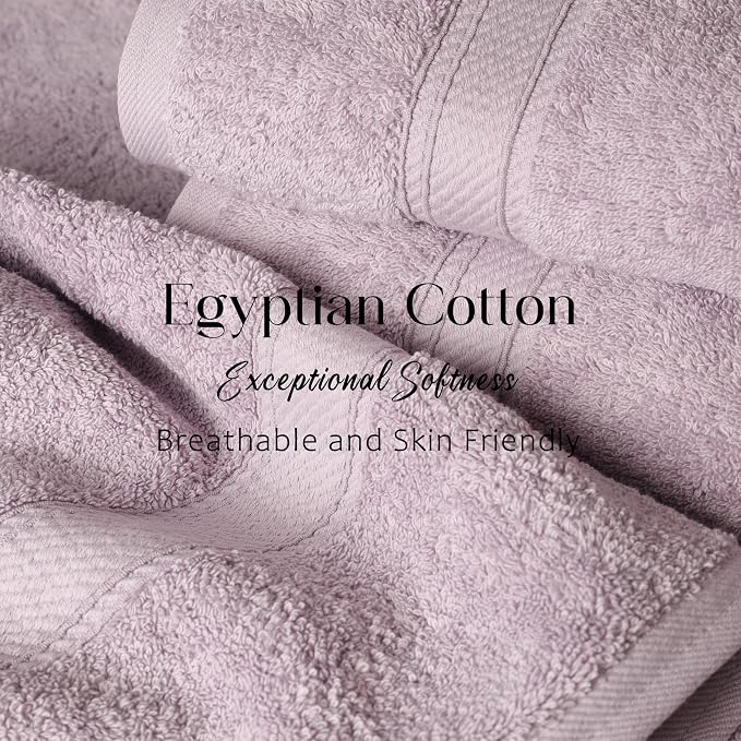 SUPERIOR Egyptian Cotton Plush & Absorbent, Bath Towel Set of 2, Purple | Quick Dry, Soft Luxury Towel Set, Bath Essentials for Bathroom, Guest Bath, Spa, 2 Piece Bath, Madeline Towels