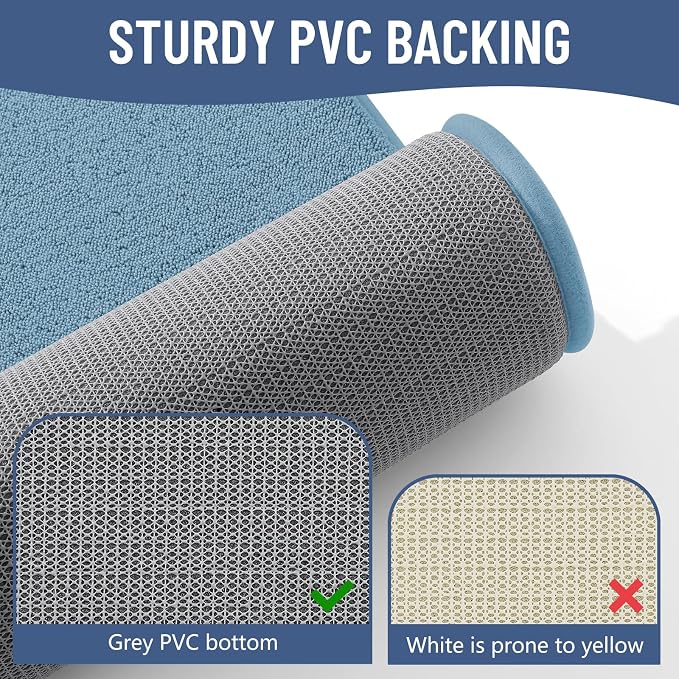 Smiry Memory Foam Bath Mat 59x35, Extra Soft Absorbent Bathroom Rugs | Grayish Blue Quick Dry, Machine Washable Bath Mats for Bathroom, Shower, Tub and Home Decor Accessories