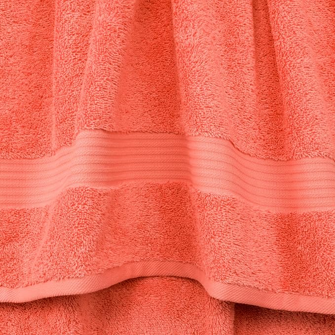Cotton Paradise 100% Cotton Turkish Towel Set, Soft Absorbent Quick Dry, 4 Piece Bath Towel Set, Coral