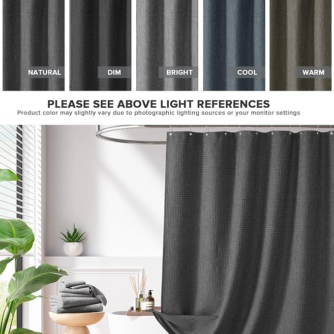 Madison Park Arbor Waffle Shower Curtain for Bathroom, 72 x 72, Charcoal | Adds Privacy, Machine Washable, Farmhouse, OEKO-TEX Certified Bathroom Curtain, 3M Scotchgard Moisture Management