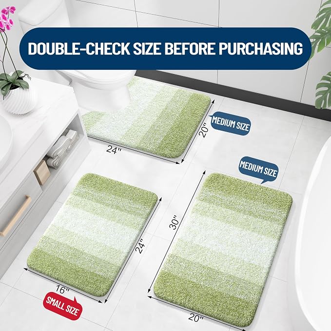 OLANLY Bathroom Runner Rug 54x24, Extra Soft Absorbent Microfiber Bath Rugs | Mustard Yellow, Non-Slip Quick-Drying Rubber Backing, Washable Long Bath Mat for Floor, Tub and Shower, Home Decor