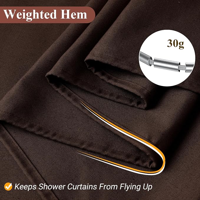 Extra Long Linen Shower Curtain 96 Inch Long for Bathroom Boho Farmhouse Fabric Shower Curtains Set with Hooks Neutral Cloth Modern Cottage Core Waterproof,Coffee Brown