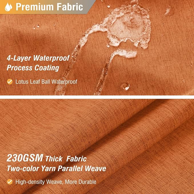 54x78 Linen Textured Waterproof Fabric Shower Curtain, Burnt Orange | Narrow Long Size, 230GSM Polyester, Heavy Duty Cloth, Weighted Hem, 10 Hooks, Modern Luxury Hotel Style, Machine Washable