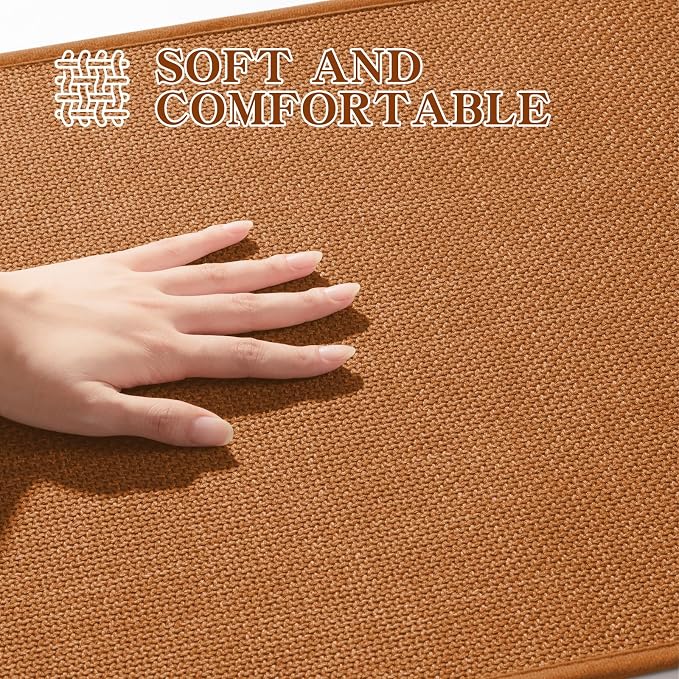 Bathroom Rugs Mat 59x24, Ultra Thin Non Slip Bath Mat Large Quick Dry Absorbent Bath Mat for Bathroom Floor, (Orange, 59"x24")
