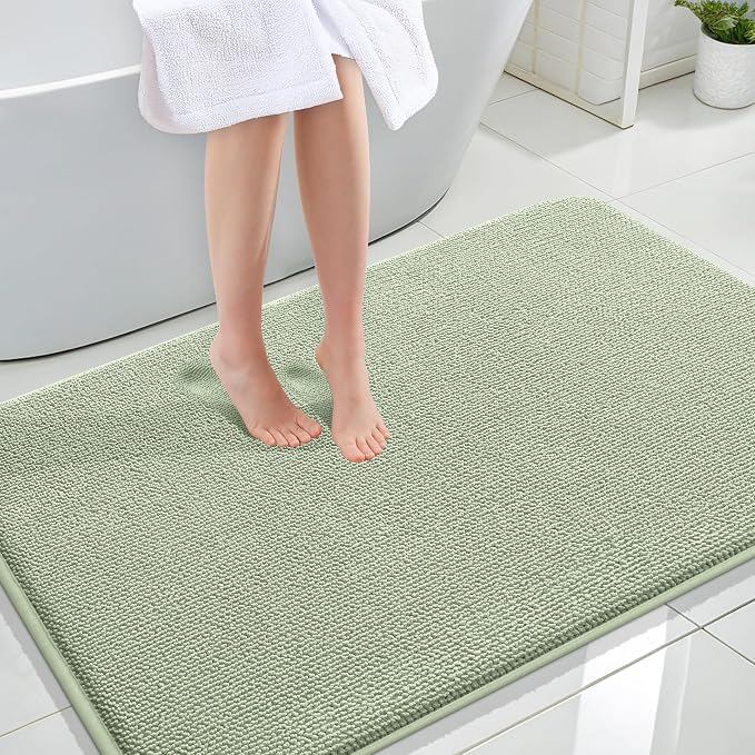 OLANLY Memory Foam Large Bathroom Rug 47x32, Absorbent Bath Mat, Sage Green | Soft Quick Dry Bath Rugs, Non-Slip Carpet, Machine Washable Mat for Bathroom Floor, Tub and Shower, Home Decor Accessories