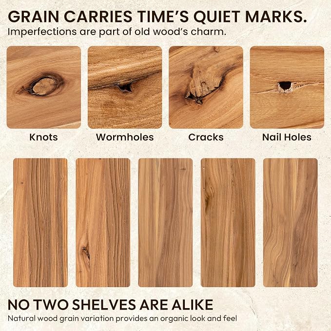 Fun Memories Floating Shelves for Wall, 24"x9.3" Solid Wood Floating Live Edge Shelf, Heavy-Duty Wall Shelf with Invisible Brackets, Set of 2 for Living Room, Bedroom, and Kitchen, Natural Finish