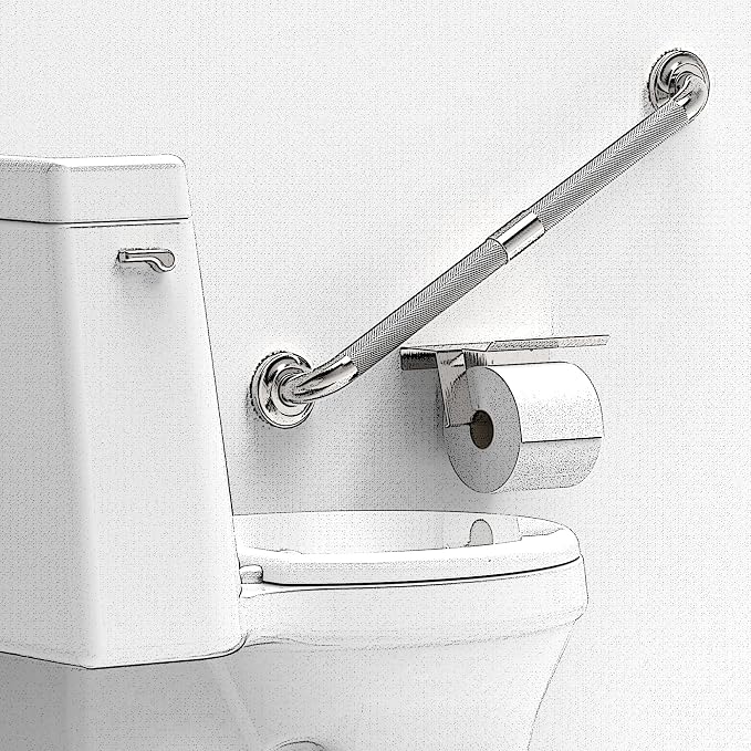 1-1/4" Knurled Grab Bar, ADA Compliant Bath Safety Shower Handrail, Bathroom Mobility Aid Handle for Seniors and Disabled, Heavy Duty 500lbs Support