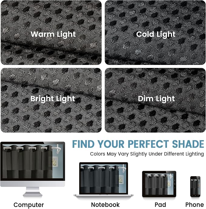 EUTXL Heavyweight No Hook Shower Curtain with Liner, Black,71x77 | Snap in Liner, 256GSM Thick Waffle Fabric, Hotel Luxury Spa, Corner Magnets, Quick Dry, Waterproof & Washable, Long Size