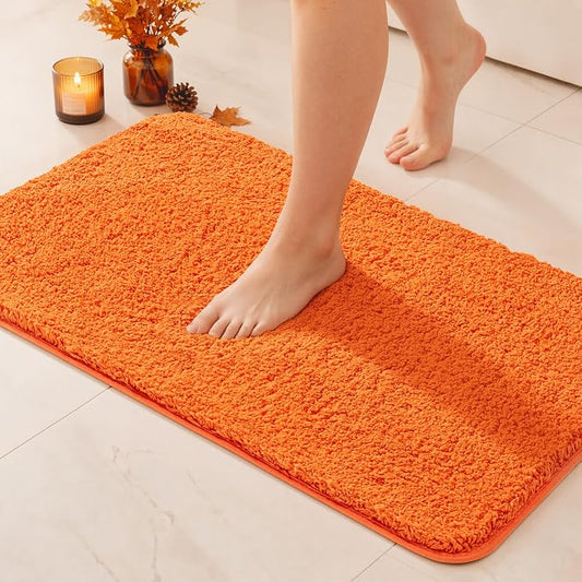MIULEE Fall Orange Bathroom Rugs Soft Microfiber Bath Mat 20x30 Inch | Absorbent, Non Slip, Quick Dry, Fluffy Bath Rugs for Bathroom Floor Tub Showers, Machine Washable