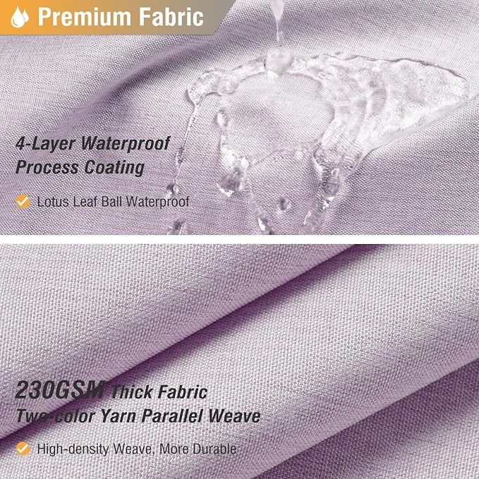 72x78 Linen Textured Waterproof Fabric Shower Curtain Set, Lavender | Long Size, 230GSM Polyester, Heavy Duty Cloth, Weighted Hem, 12 Plastic Hooks, Modern Luxury Hotel Style, Machine Washable