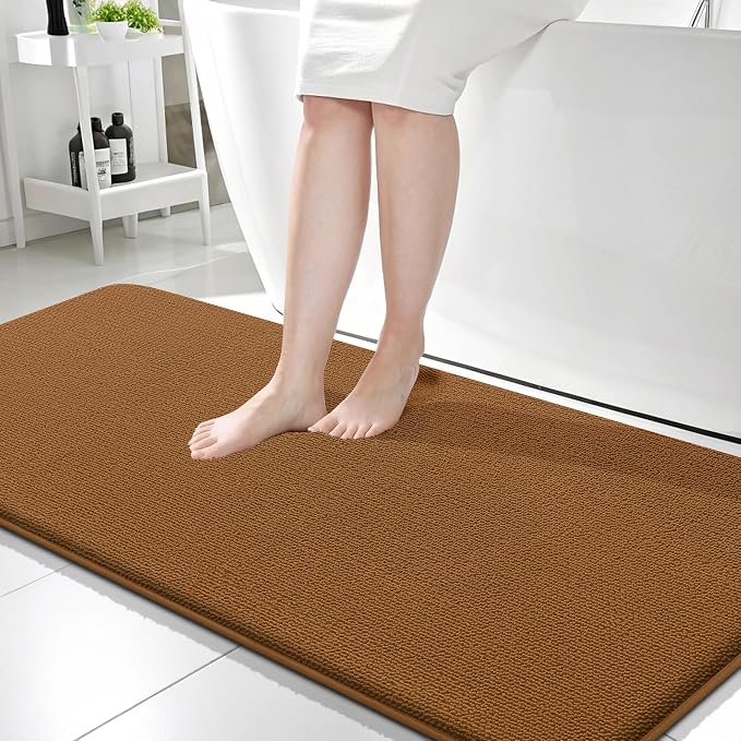 OLANLY Memory Foam Bathroom Runner Rugs 59x24, Absorbent Long Mat, Ochre | Soft Quick Dry Bath Rugs, Non-Slip Carpet, Machine Washable Mat for Bathroom Floor, Tub and Shower, Home Decor Accessories