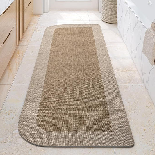 Bathroom Runner Rug, Long Thin Bath Mat Fit Under Door, Brown 24x70 | Quick Dry Absorbent, Rubber Backing Washable Large Bathmat, Shower Mat for Bathroom Floor, Tub and Outside Shower