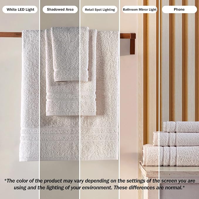Hawmam Linen Sea Salt Cream Bath Towels 4 Pack Soft and Absorbent, Premium Quality Perfect for Daily Use 100% Cotton Towel 600 GSM