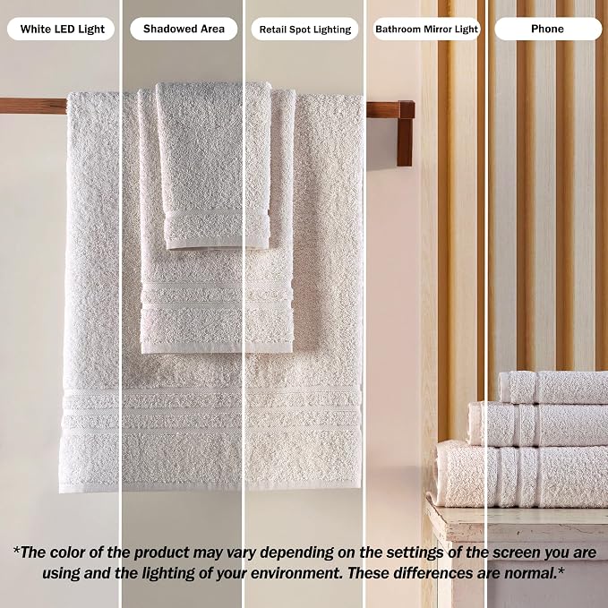 Hawmam Linen Luxury Cotton Washcloths 13x13 Inch - Large Hotel Spa Bathroom Face Towel | 12 Pack | Sea Salt