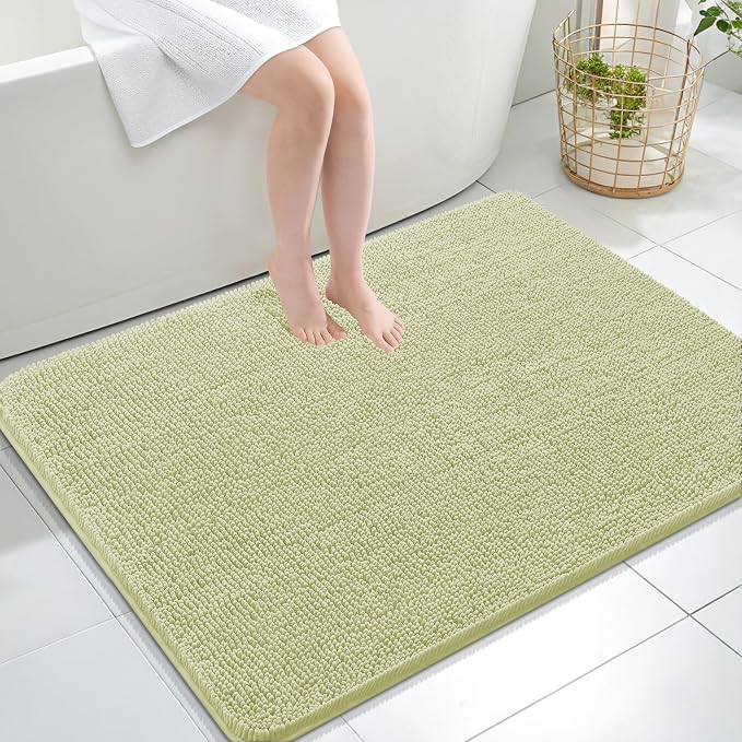 OLANLY Large Bathroom Rugs 40x32, Extra Soft Absorbent Chenille Bath Rugs | Vanilla, Quick-Drying Rubber Backing, Machine Washable Bath Mat for Bathroom Floor, Tub and Shower, Home Decor Accessories