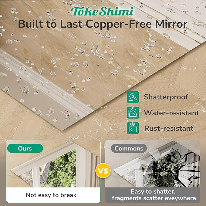 48x30 Frameless Bathroom Vanity Mirrors for Over Sink, Modern Rectangle Bathroom Mirrors for Wall with Polished Edge Shatterproof Decorative Mirror for Bedroom, Living Room, Entryway
