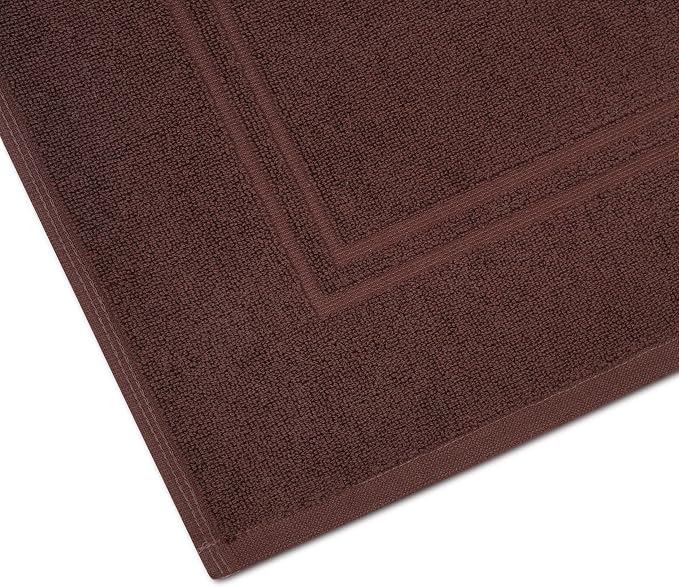 2 Piece Bath Mats 20 x 32 Inches, Brown | 100% Cotton Terry Bath Mats, Super Absorbent, Hotel Quality Premium Floor Towels, Luxurious, Soft & Quick Dry