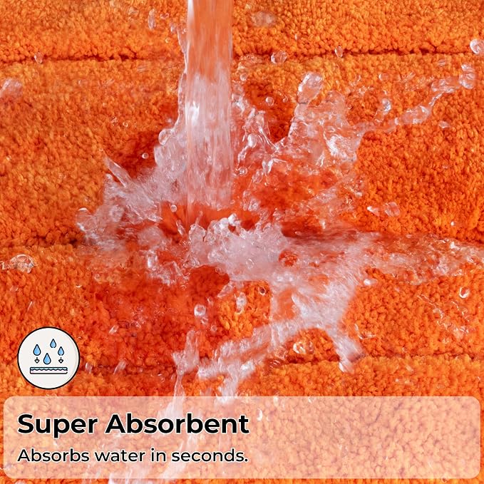 GRANNY SAYS Orange Bathroom Rug 16" x 24", Non-Slip Microfiber Bath Mat | Ultra-soft, with durable TPR backing for reliable grip, fast water absorption, machine washable for small bathroom spaces
