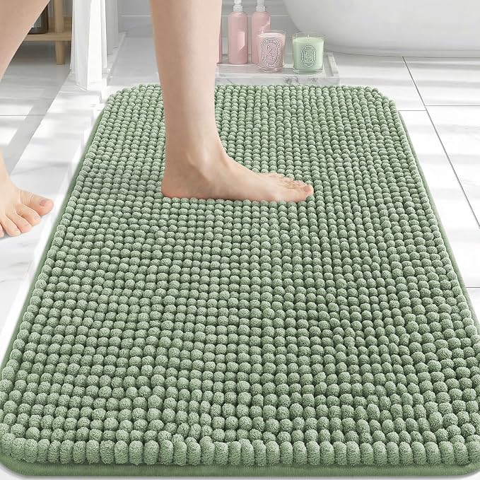 Arotive Chenille Bathroom Rugs 30x20, Soft Absorbent Bath Mat, Sage Green | Rubber Backing, Machine Washable Dry Bath Mats for Bathroom Floor, Tub and Shower, Home Decor Accessories