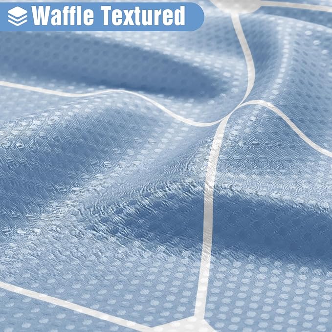 Grey Blue Shower Curtain 78 Inch Long Modern Geometric Blue and White Ombre Shower Curtains Set for Bathroom Luxury Hotel Style Bath Decor, No Need Liner with Hooks Set Washable 72x78