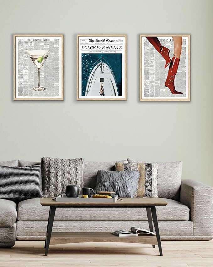 EcoHest 12x16 in Red Boots Newspaper Canvas Art | Unframed Canvas Print, Fashion Magazine Wall Decor for Bedroom, Apartment, Dorm Room, College Room, 1Pack