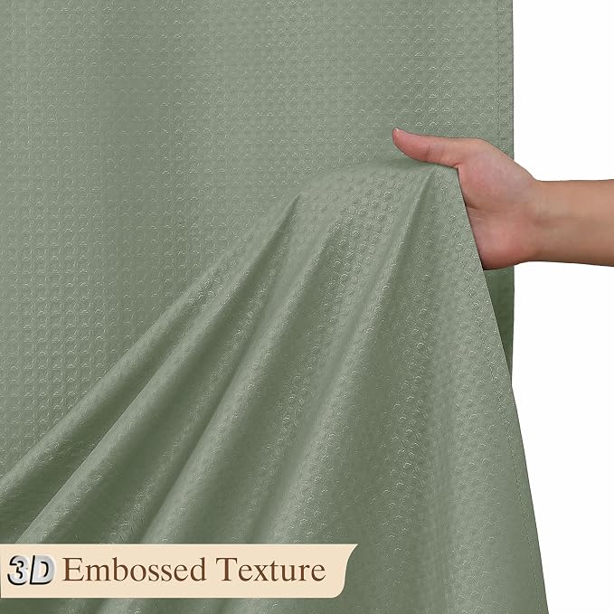 Aiyufeng Waterproof Fabric Shower Curtains for Bathroom，Dot Like Embossed Textured Soft Polyester Cloth Stall Shower Curtain，Hotel Luxury Quality Machine Washable，36Wx72L，Sage Green