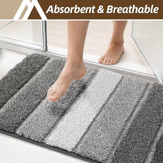 COSY HOMEER Bathroom Rugs 36x24,Ultra Soft Absorbent Bath Mat,Dark Gray | Non-Slip TPR Backing Stays in Place, Machine Washable Bath Rugs Shaggy Rug for Bathroom Floor