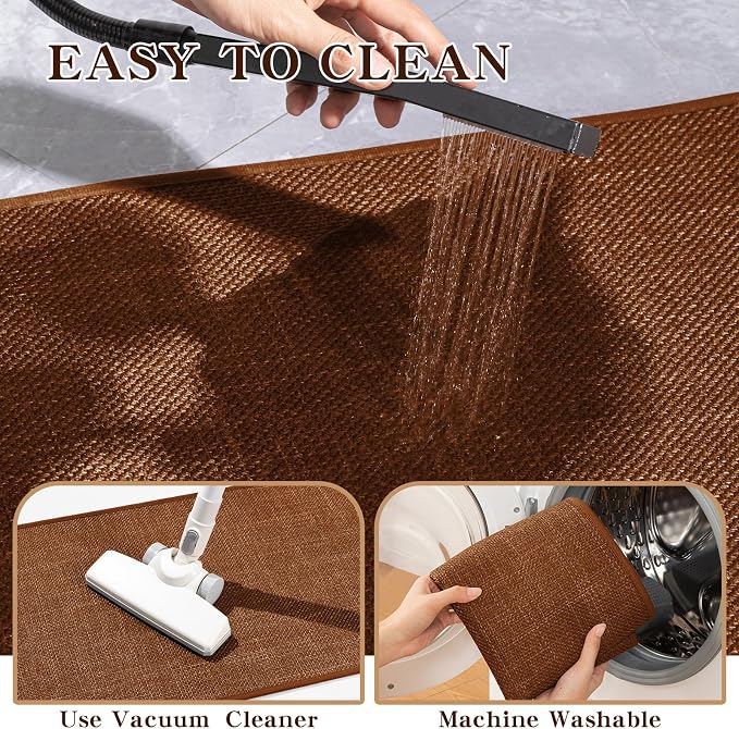 Bathroom Rugs Mat 47x24, Ultra Thin Non Slip Bath Rug Large Quick Dry Absorbent Bath Mat for Bathroom, (Rust, 47"x24")