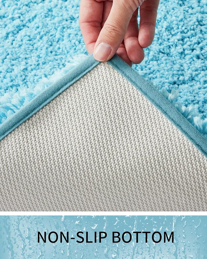 Toilet Rugs U-Shaped Mat 24x22, Contour Bathroom Mat - Ultra Soft & Absorbent Microfiber, Quick-Dry, Machine Washable with High Density Foam Latex Non Slip Backing, Teal