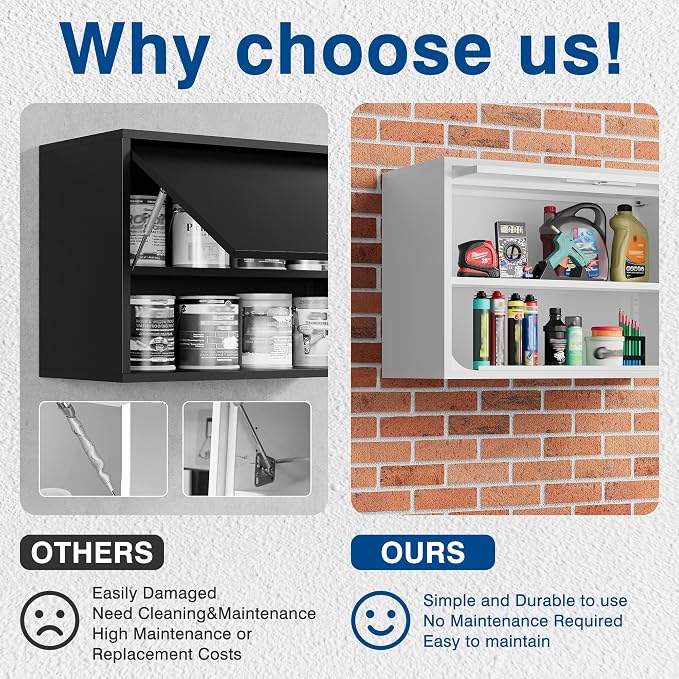 Fesbos Metal Storage Cabinet White Wall Cabinets with Shelf and Locking Door - Wall Mounted Storage Cabinet for Garage Warehouse Home Office - Assembly Required