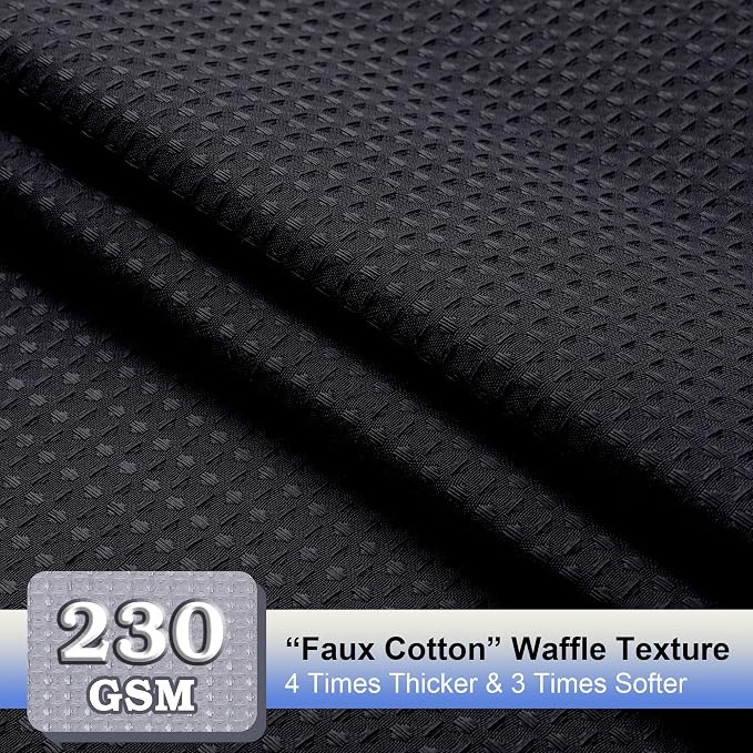 Stall Fabric Shower Curtain Set - 36x72, Waffle Weave 230GSM Heavy Duty Small Stall Shower Curtains for Narrow Stall Size, Machine Washable Bath Curtain with 12 Plastic Hooks, 36x72 Inch, Black