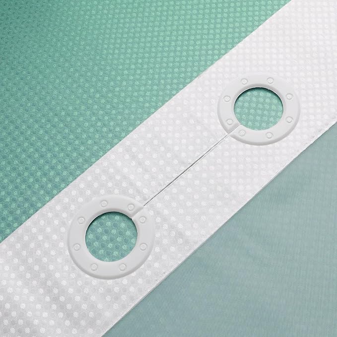 No Hook Cloth Ombre Teal Shower Curtain with Liner, 72x74 | Snap-in Fabric Liner, Hotel Style with Mesh Top Window, Waterproof Coating, Machine Washable, Rustproof Grommets