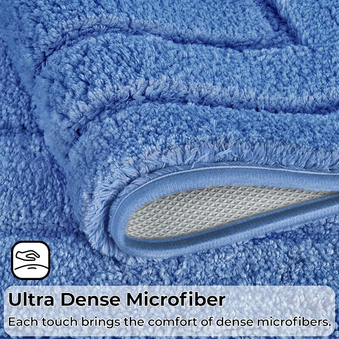 GRANNY SAYS Blue U Shaped Toilet Rug 20" x 24", Non-Slip Bath Mat | Soft microfiber, TPR backing, absorbs water quickly, machine washable, fits around most standard toilet bases