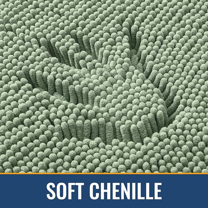 Arotive Bathroom Toilet Rugs Chenille U Shaped 20x20, Sage Green | Extra Soft Absorbent Shaggy Chenille Contour Bath Rugs for Toilet, Machine Washable Rubber Backing Contoured Bath Mats
