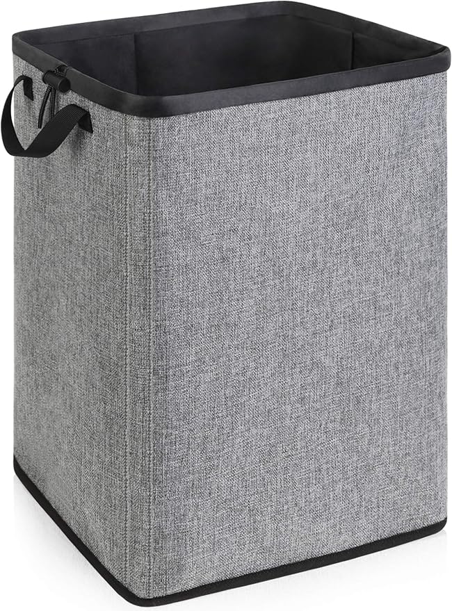 Large Laundry Basket, 70L Collapsible Tall Hamper with Handle, Grey | Dirty Clothes Hamper for Bedroom, Rectangular Sturdy Laundry Basket for College, Dorm, Towels, Toys