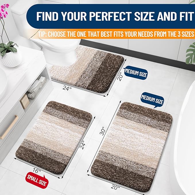 OLANLY Bathroom Runner Rug 59x24, Extra Soft Absorbent Microfiber Bath Rugs | Light Brown, Non-Slip Quick-Drying Rubber Backing, Washable Long Bath Mat for Floor, Tub and Shower, Home Decor