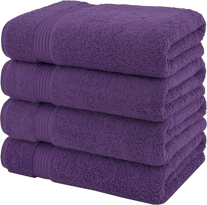 American Veteran Towel, 100% Cotton Turkish Bath Towels for Bathroom 4 Pack, 27x54 Extra Large Premium Soft Drying Bathroom Towels, Aqua Blue