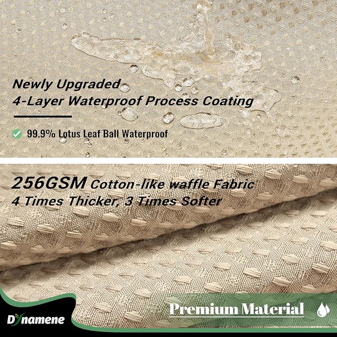 78 Inch Long Shower Curtain, Tall Waffle Fabric Shower Curtains for Bathroom, Hotel Waterproof Cloth Shower Curtain Liner Set with Hooks, Snap in Liner, Mesh Top Window, Beige, 72x78