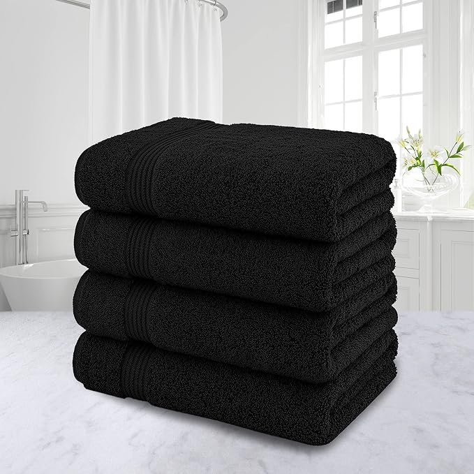 American Veteran Towel, 100% Cotton Turkish Bath Towels for Bathroom 4 Pack, 27x54 Extra Large Premium Soft Drying Bathroom Towels, Aqua Blue
