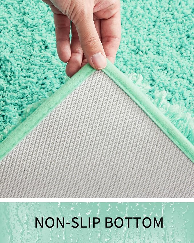 Bathroom Rugs Non Slip Washable 59x24, Ultra Thick Soft Microfiber Absorbent Bath Mats, High Density Foam Latex Non Slip Backing Bath Rugs, Fluffy Floor Carpet for Tub&Shower, SpaBlue