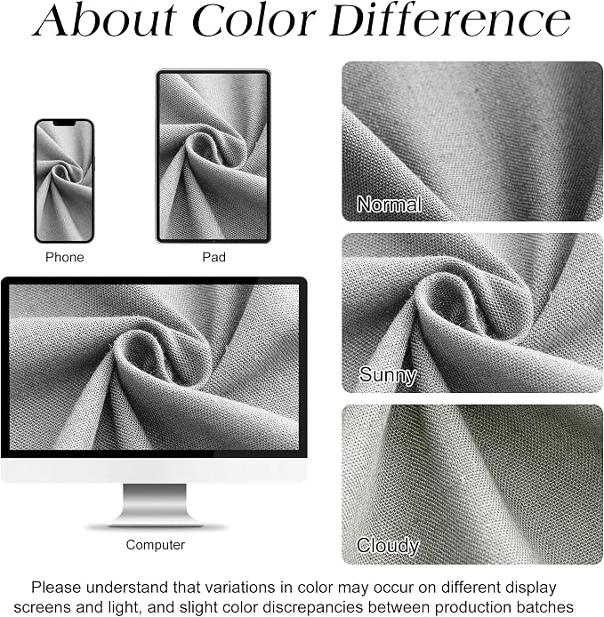 Light Grey Linen Shower Curtain, Cloth Textured Fabric Shower Curtain Set with Hooks, Simple Elegant Modern Farmhouse Country Ultra Thick Bath Curtains for Bathroom,Water Repellent,72x72