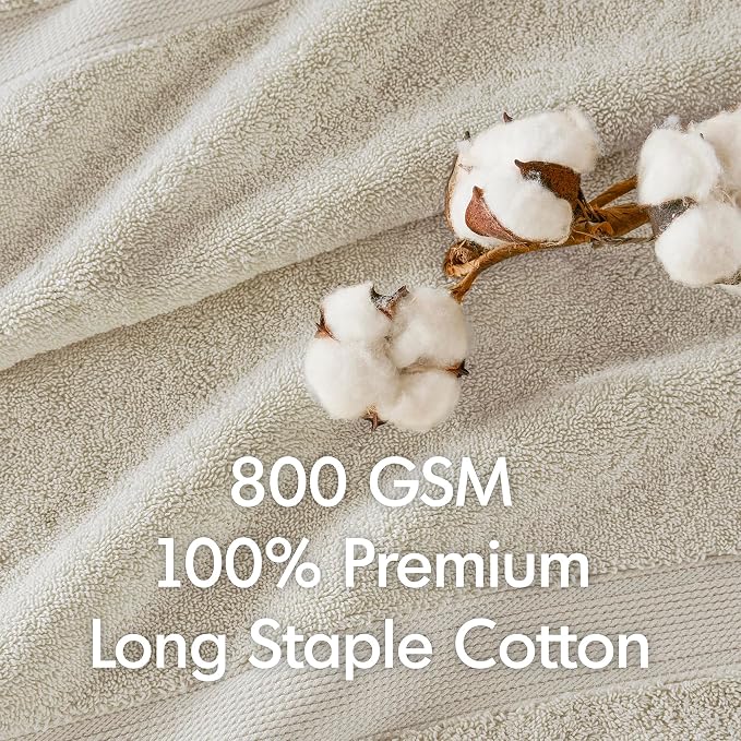 Madison Park Cotton Bath Sheet 2 Piece Oversized, 800GSM, 34" x 68" Natural | Long Staple, Highly Absorbent Bath Towel for Bathroom, Durable Hotel Spa Quality Quick Dry, Lint Reducing, OEKO-TEX Certified